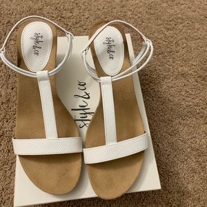 White heeled sandals